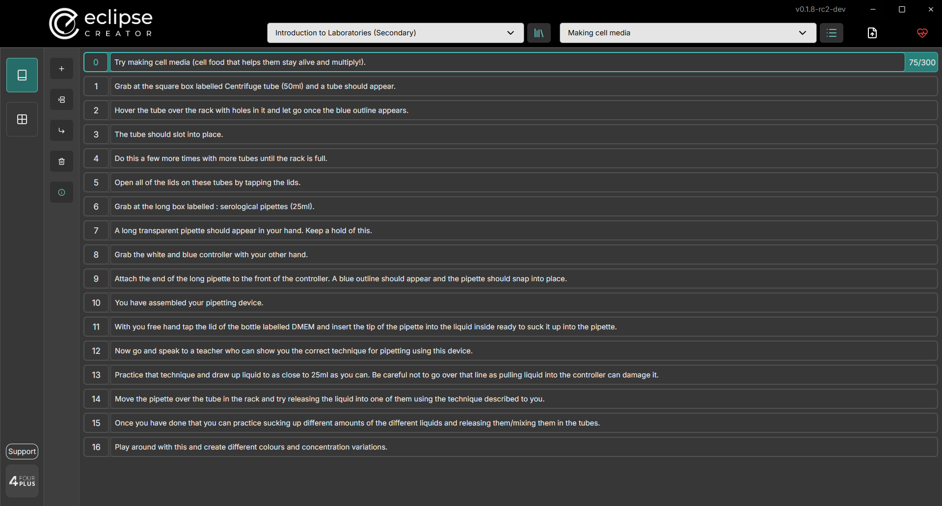 Eclipse Creator Desktop SOP Steps View
